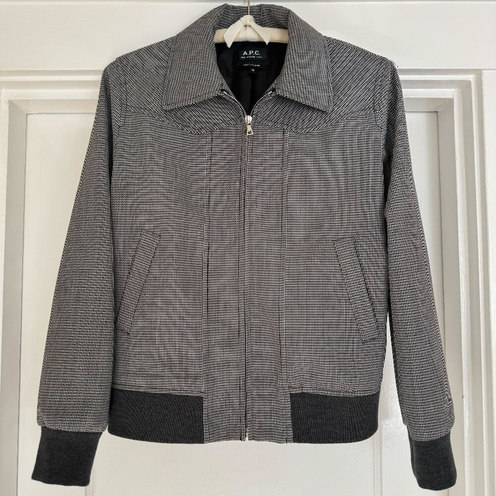 A.P.C. Black and Grey Houndstooth Laurel Jacket